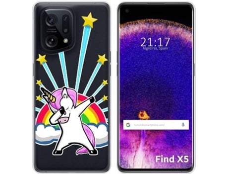 Carcasa para Oppo Find X5 5G TUMUNDOSMARTPHONE Dibujos Transparente Unicornio Multicolor