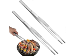 Juego de 2 pinzas finas de acero inoxidable, de 30,48 cm de largo, para decorar parrillas de cocina.