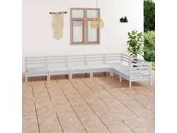 Conjunto de salón de jardín de 7 piezas de pino macizo blanco Dkd Home Decor