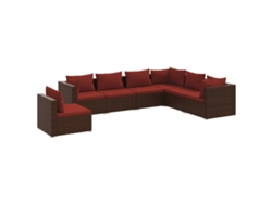 vidaXL Set muebles de jardín 7 piezas y cojines ratán sintético marrón