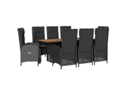 Maison Exclusive - Set De Comedor De Jardín 9 Pzas Y Cojines Ratán Sintético Negro