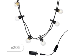 Corona de fiesta transparente conectable LUMI JARDIN - 20 lámparas Guinguette - LED - 9,6 m - Blanco