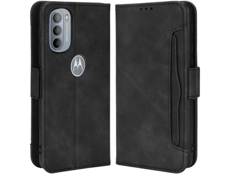 Funda y Protector de Pantalla Motorola Moto G31, G41 HFS-HOUSE Cartera Negro