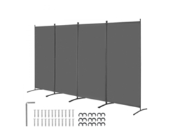 Mampara plegable de 4 paneles Tekmaquinas en tela Oxford gris