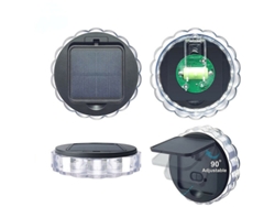 Lámpara de pared solar RGB para exteriores, terraza, luz de pétalos redonda para valla, 8 modos, luz brillante para jardín, control remoto