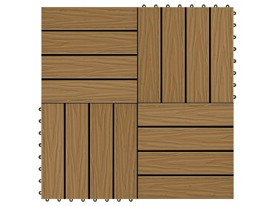 Baldosas Porche Relieve Profundo Wpc 30x30 Cm 1 M² Teca 11 Uds