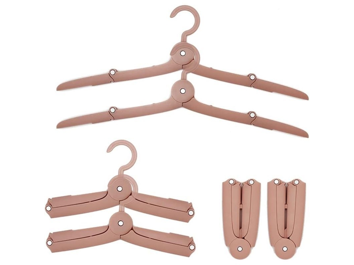 Juego De Perchas Plegables De Plástico, 6 Piezas, Color Rosa, Para La Escuela, Camping Y Uso Portátil.