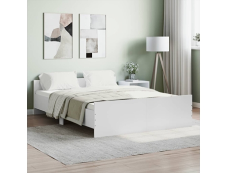 Cama con Estructura de Cabecero y Pies MAISON EXCLUSIVE Metal Blanco (135x190cm)