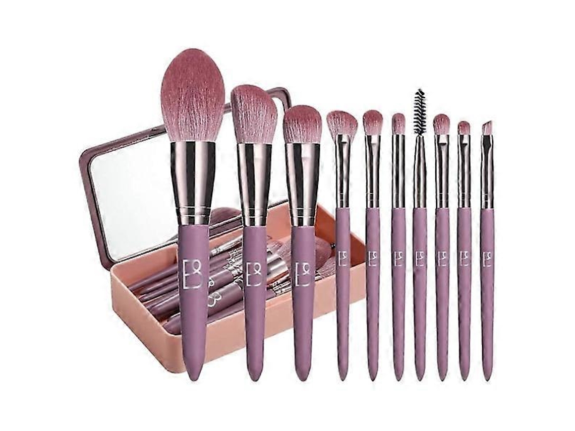 Rosewell - Juego de 10 brochas sintéticas premium para base, polvos, corrector, sombras de ojos y maquillaje, con tapete de limpieza y estuche.