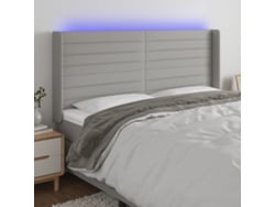 Cabecero Con Led De Tela Gris Claro 203x16x118/128 Cm