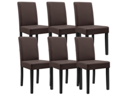Conjunto de Cadeiras de Jantar [EN.CASA] Castanho (couro sintético - 90 x 42 x 48 cm)