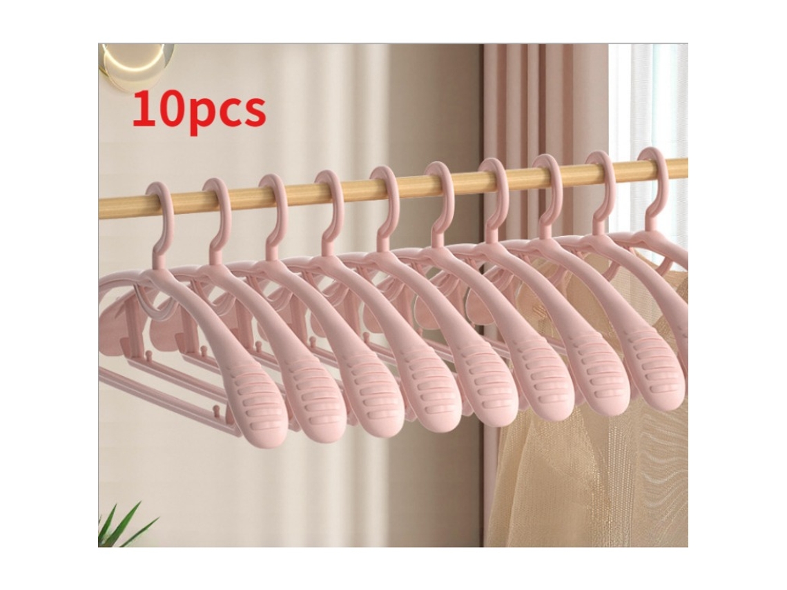 10pcs Cabides De Plástico Antiderrapantes Que Economizam Espaço Para Secar E Armazenar Roupas Rosa 
