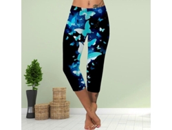 Leggings Cortos De Talla Grande Para Mujer Con Estampado De Mariposas Y Luna, 3d Ajustados