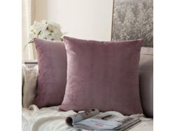 2026-2 Fundas De Almohada Decorativas Cuadradas Suaves De Terciopelo 45x45 Cm Morado Taro Sin Relleno