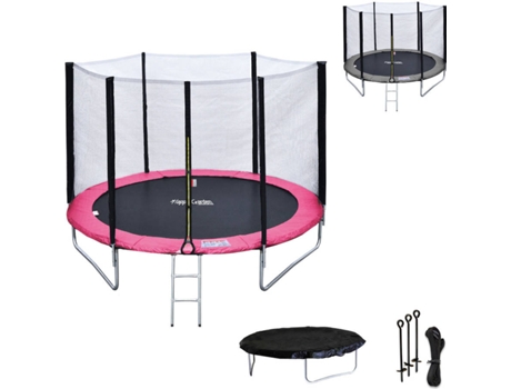 Cama Elástica HAPPY GARDEN Camberra Rosa y Gris (245x55x209 cm)