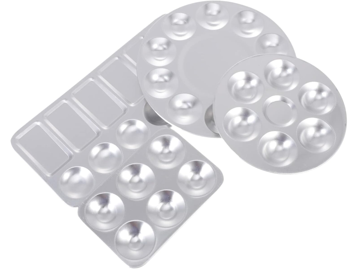 2 Juegos De Bandejas De Aluminio Para Pintar, Surtido De Bandejas Redondas Y Rectangulares Para