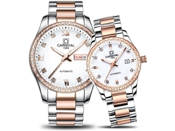 Reloj Ushion de acero inoxidable plateado y negro con cristal de zafiro