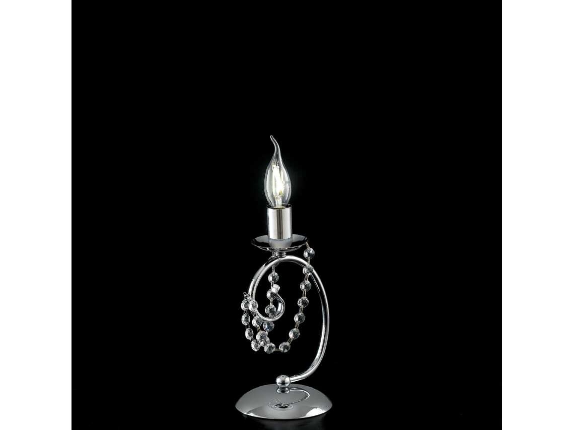 Magda - Lámpara De Mesa 1 Luz De Hierro Cromado Al.27 - Ø13 - Bl146-lt-cr