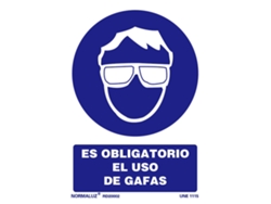 Normaluz señal luminiscente obligatorio uso gafas21x30 rd20002