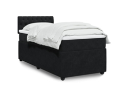 Cama Box Spring Con Colchón Terciopelo Negro 100x200 Cm