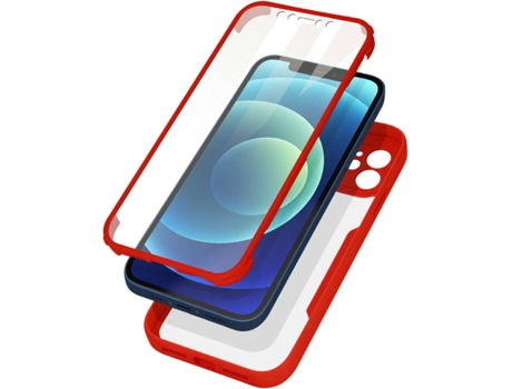 Carcasa iPhone 12 Pro AVIZAR BACK-180-RD-IP12 Protección 360° Rojo