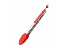 Pinza Para Parrilla De Acero Inoxidable 430 Con Silicona Antideslizante Larga Para Asar Barbacoa Y Cocina Roja