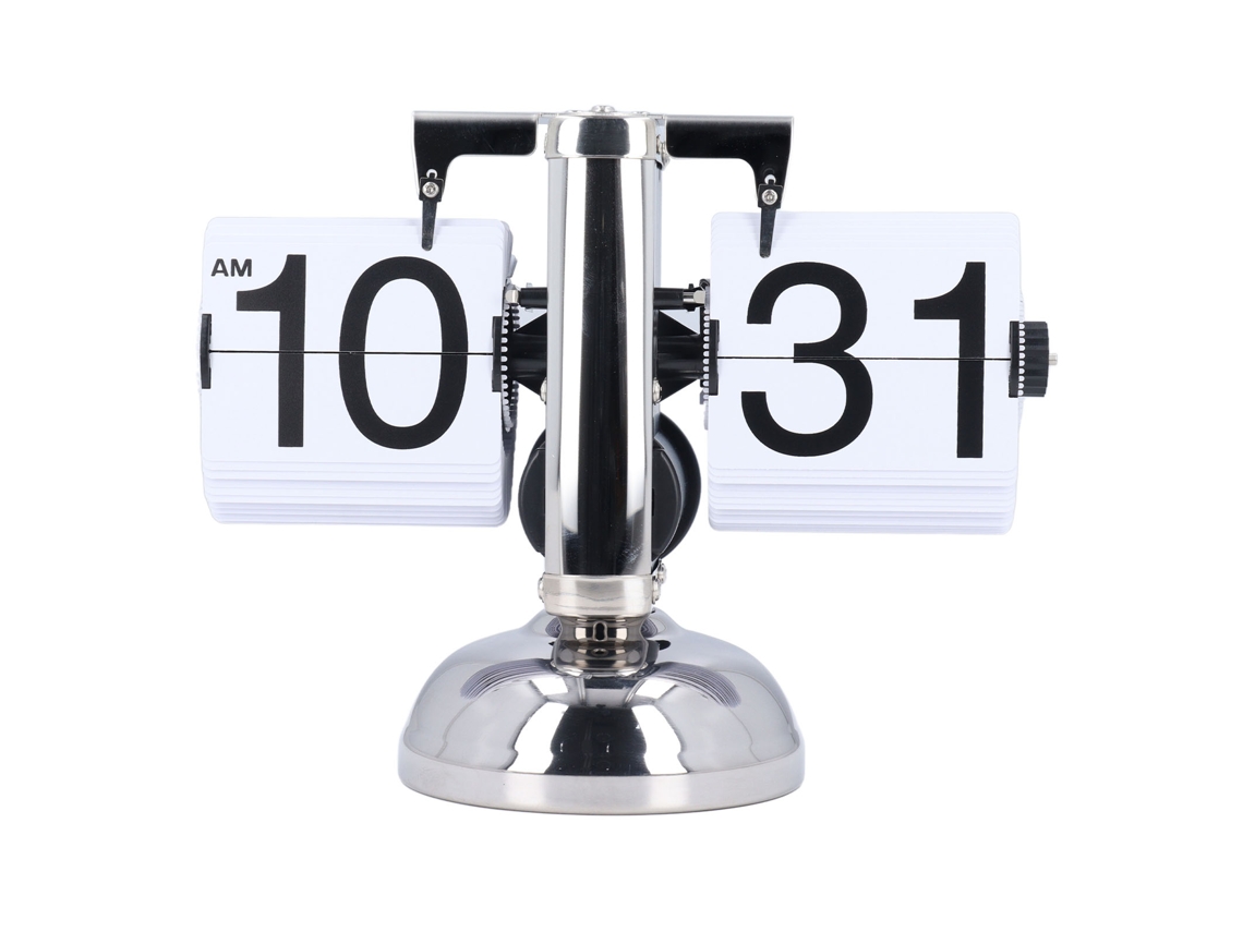 Walshlxq-reloj De Página Vintage Digital Flip Down Con Pilas Ajustable Acero Inoxidable Para Mesa Blanco