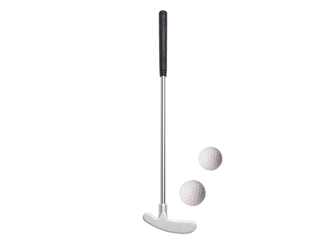 Juego de minigolf. Incluye 2 pelotas y palos de acero inoxidable. Mdug (plateado).