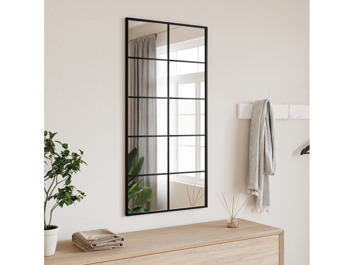 Espejo De Pared Rectangular De Hierro Negro 50x100 Cm