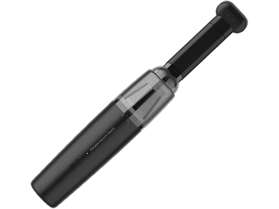 Miniaspiradora antiácaros para coche/hogar, negra, inalámbrica, recargable, malla metálica, boquilla sopladora, Sfushos