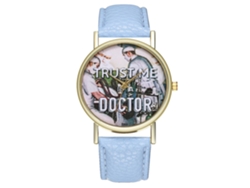 Reloj De Pulsera Unisex De Cuarzo Con Correa De Pu Dial Redondo Patrón Doctor Zhoulianfa Azul Claro