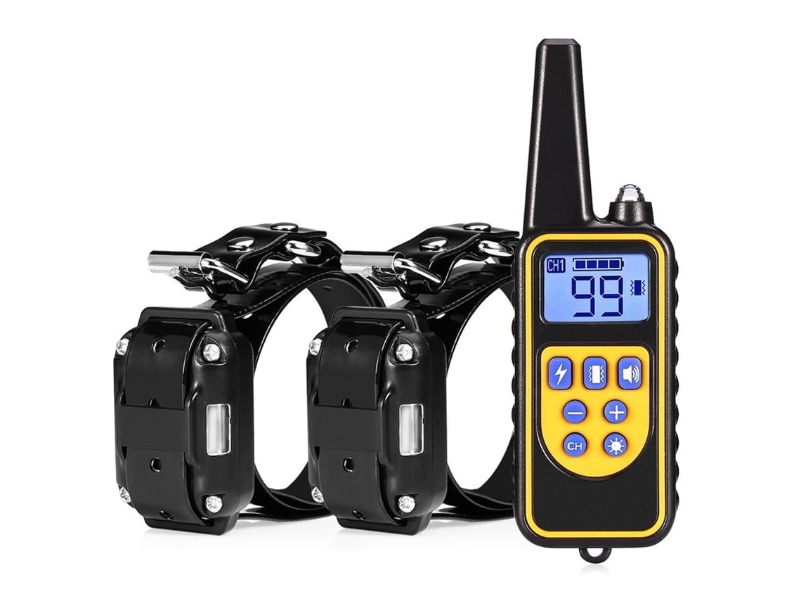 Collar eléctrico con mando a distancia, apto para el adiestramiento de 2 perros.