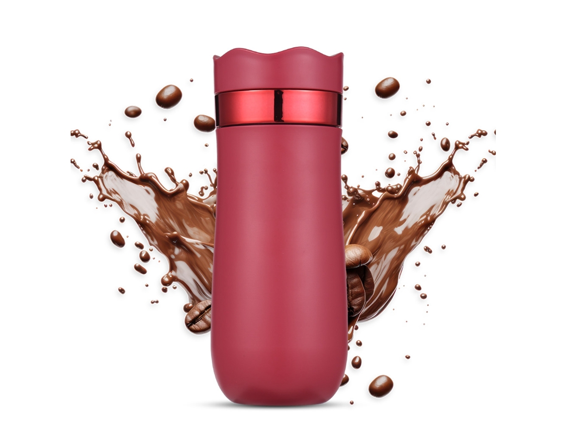 Taza de viaje de acero inoxidable con sistema de prensa francesa, 320 ml, a prueba de fugas.