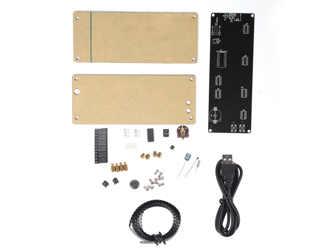 Kit De Reloj Digital Para Armar Con Rejilla Led E Indicador De Temperatura En Acabado Acrílico, 5v