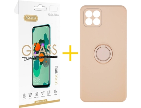 Carcasa + Protector de Pantalla para Huawei P40 Lite ACCETEL Rosa Pastel