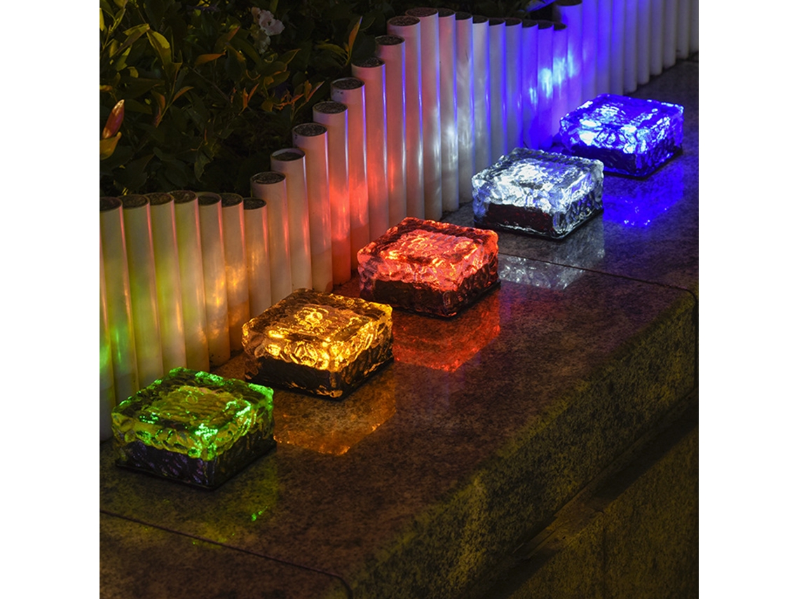Lámpara solar de jardín LED 2026 con diseño de cubo de hielo, cristal de vidrio y resistente al agua, ideal para exteriores y decoración de caminos.