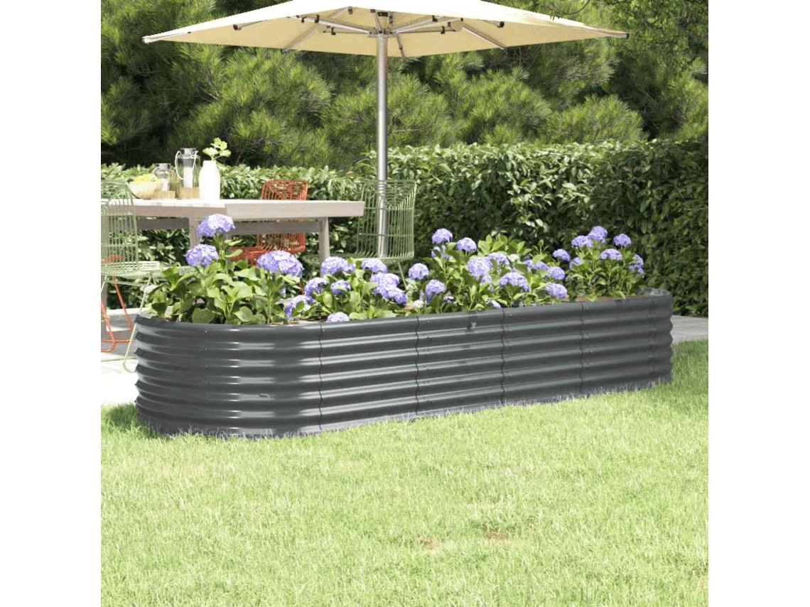 Macetero elevado de 224x40x36 cm, acero galvanizado HARLANV1