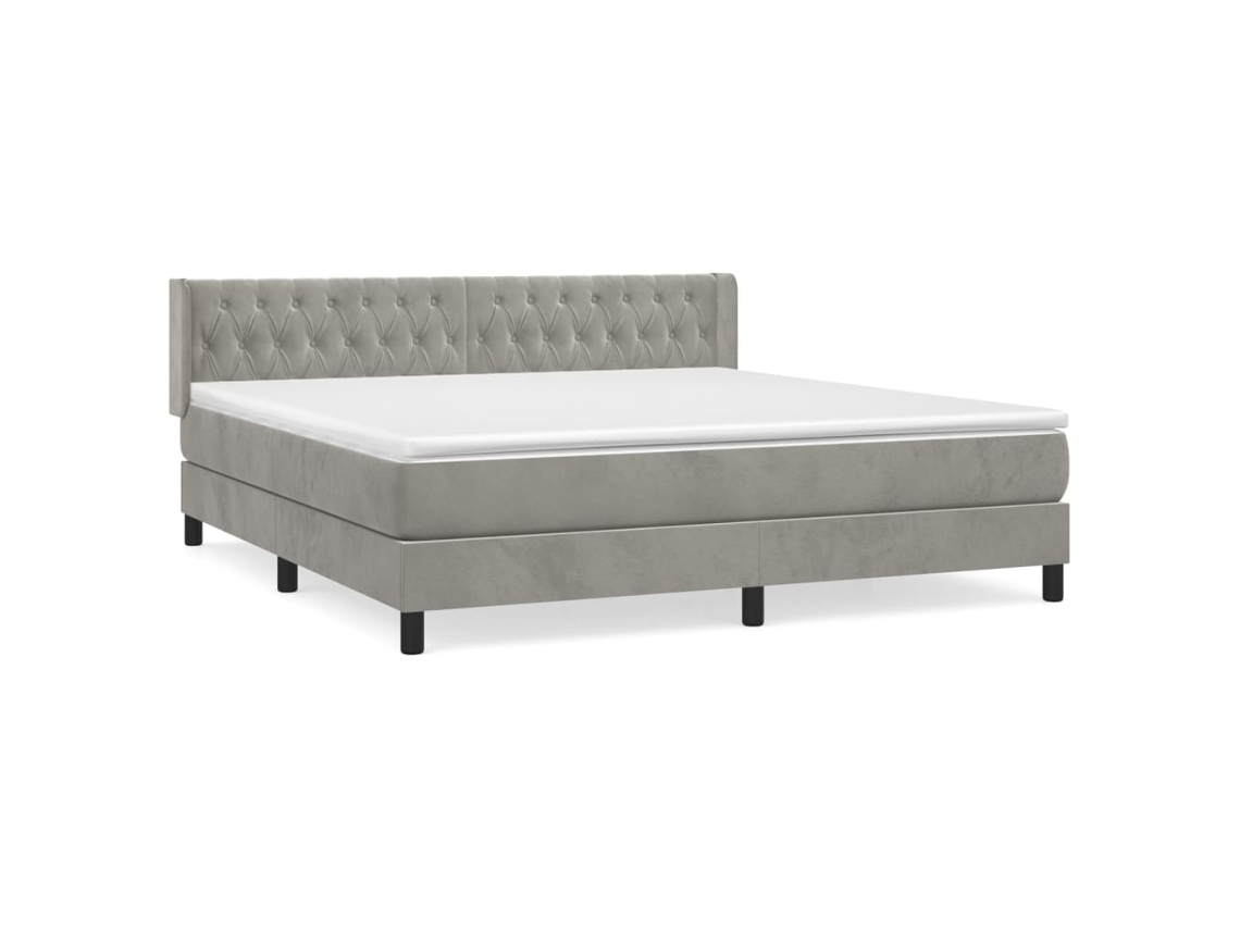 Maison Exclusive - Cama Box Spring Con Colchón Terciopelo Gris Claro 160x200 Cm