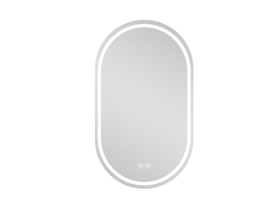 Espejo De Baño Ovalado Inteligente Sin Marco De 60 X 90 Cm Para Montaje En Pared, Con Pantalla Táctil Antivaho.
