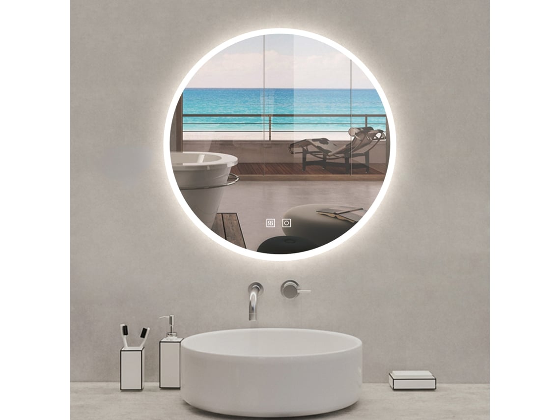 Espejo redondo de baño LED 60cm antivaho brillo ajustable AICA