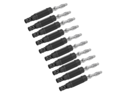 Omni-10 Conjuntos Conector Plug Banana Macho Latón Jack Adaptador Sonda Tubo Aislado J.10031 Negro