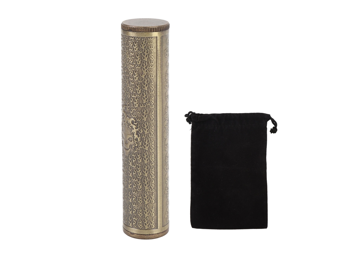 Tubo de almacenamiento de metal portátil e impermeable, de zinc, para camping y viajes, color bronce.