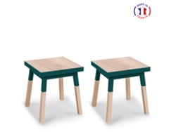 Conjunto de 2 Mesitas de Noche MON PETIT MEUBLE FRANÇAIS con 1 Cajón (Azul Gris Lehon - Madera - 40 x 45 x 40 cm)