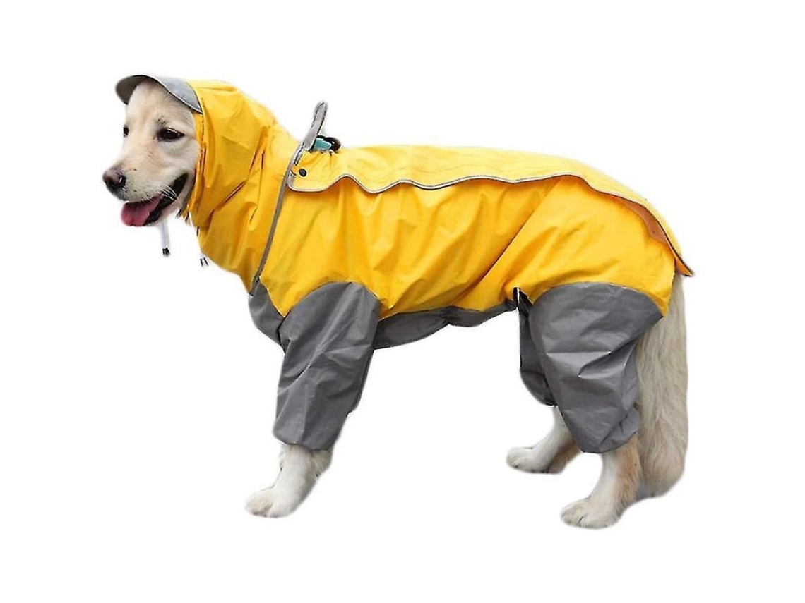 2026-impermeable Para Perros Amarillo Con Capucha Desmontable Y Cordón Ajustable Ilj 53 Cm