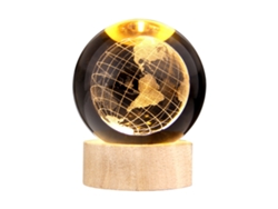 Lámpara de noche de cristal 3D con base de madera, regalo festivo, conexión USB.