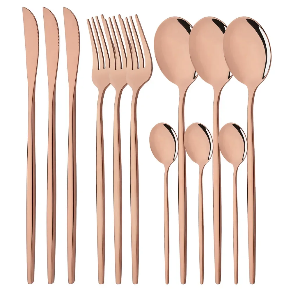 (juego De Cubiertos De Acero Inoxidable De 12 Piezas, Cuchillo, Tenedor Y Cuchara De Estilo Occidental)