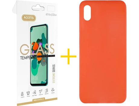 Kit Funda + Protector de Pantalla Huawei Y5 2019 ACCETEL Liso 4 Rojo