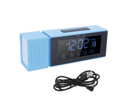 Reloj digital con luz nocturna, radio FM y monitor de temperatura
