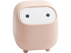 Mini Papelera De Mesa Ninja Adorable Con Tapa De Doble Presión, Color Rosa.
