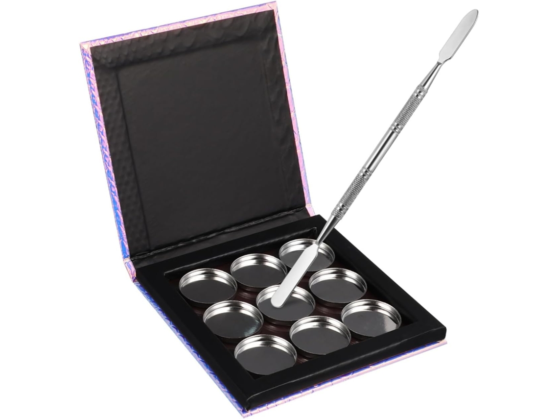 Paleta De Maquillaje Magnética Mediana Vacía Con Espátula De Acero Inoxidable Para Cosméticos.